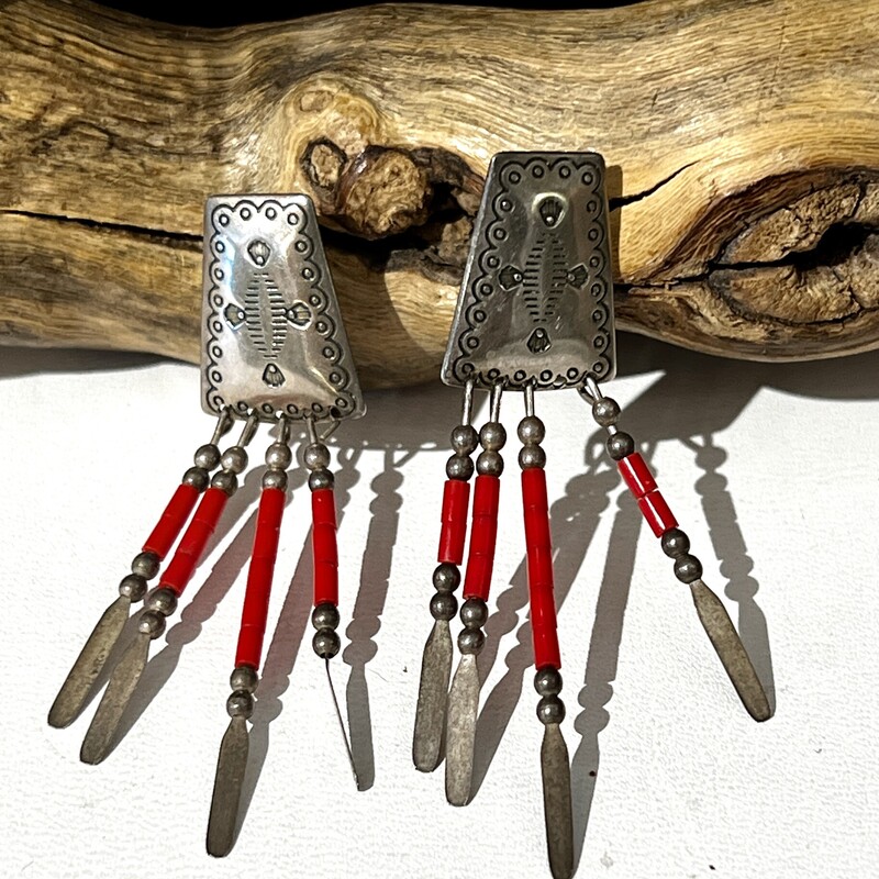 Sterling red dangle earrings