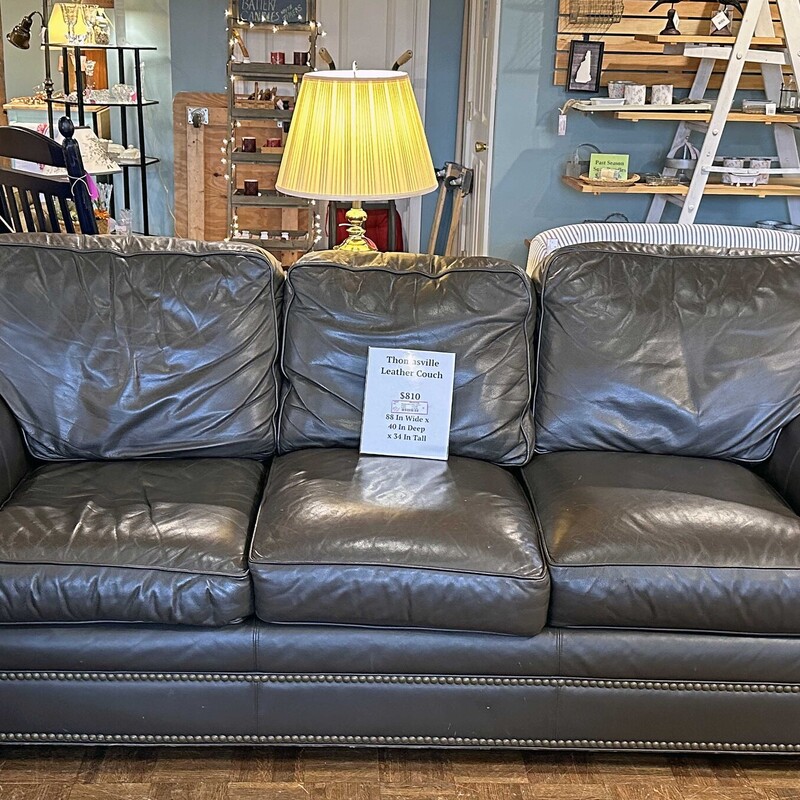 Three Seat Thomasville Leather Couch
88 In Wide x 40 In Deep x 34 In Tall.
SO comfy - you will not ever want to get up!