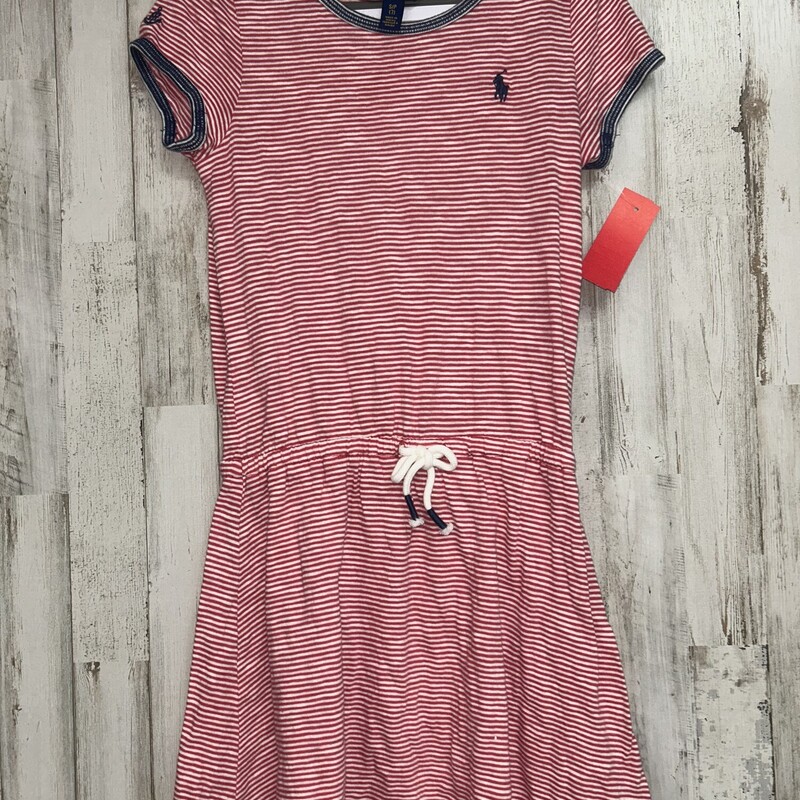 7 Red Stripe Logo Dress, Red, Size: Girl 7/8