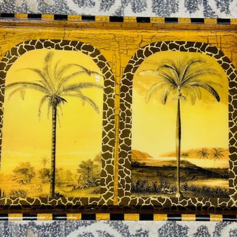 Annie Modica Palm Tree Tray
Gold and Black
Size: 21x15x3