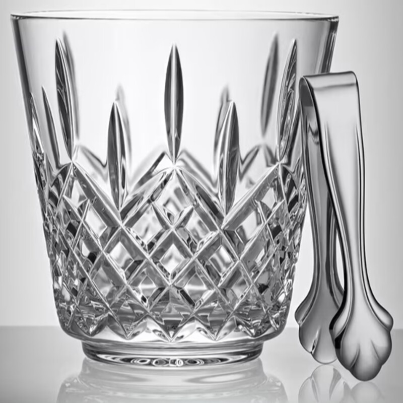 Waterford Lismore Ice Bucket with Tongs
Retails for $530
Clear Silver
Size: 7x7.5H