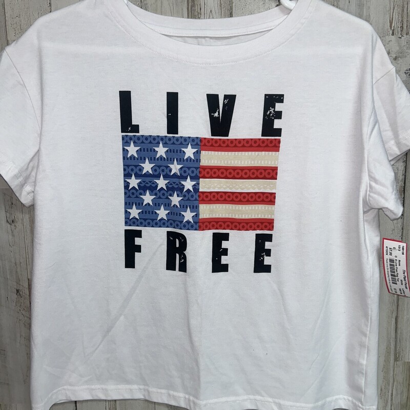 S Live Free Flag Tee, White, Size: Ladies S