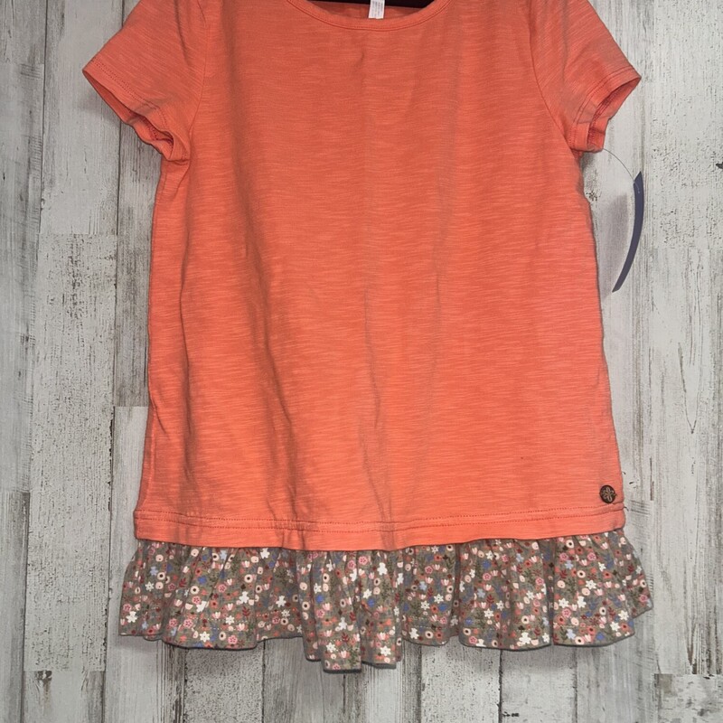 8 Coral Floral TrimTee, Pink, Size: Girl 7/8