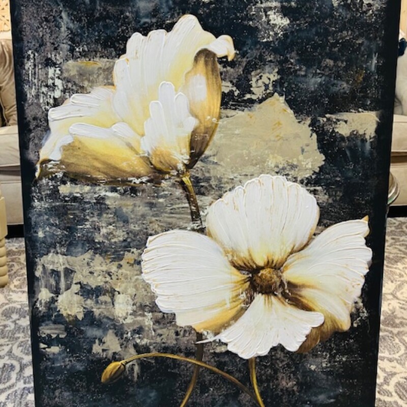 2 Golden Poppies Canvas
Black Cream Gray Size: 30 x 40H