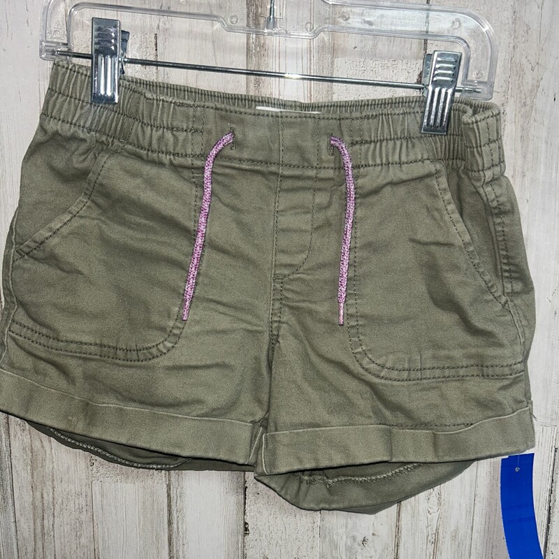 8 Olive Cuff Shorts, Green, Size: Girl 7/8