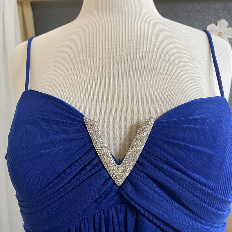 Cindy Spaghetti Strap,V Plunge Neckline with Jeweled Embellishment, Royal Blue, Size: XLarge(15/16)<br />
<br />
<br />
All Sales Are Final<br />
No Returns<br />
<br />
Have It Shipped or Pick Up In Store Within 7 Days of Purchase