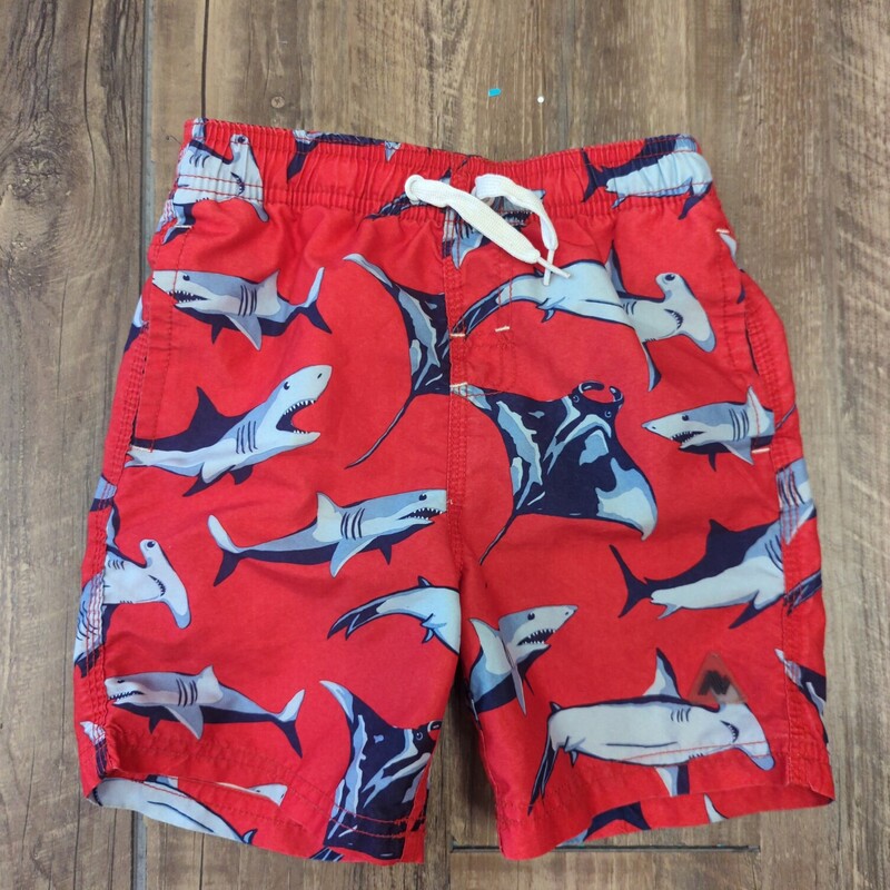 Next Shark Print Trunks, Red, Size: 6T/6x