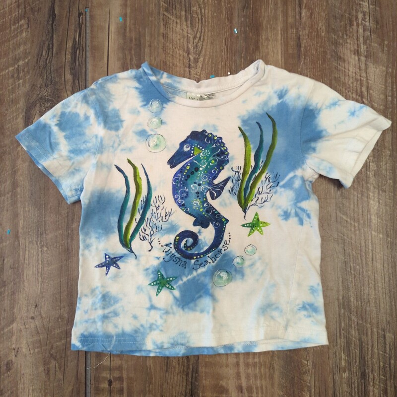 Handpainted Seahorse T, White, Size: 5 Toddler