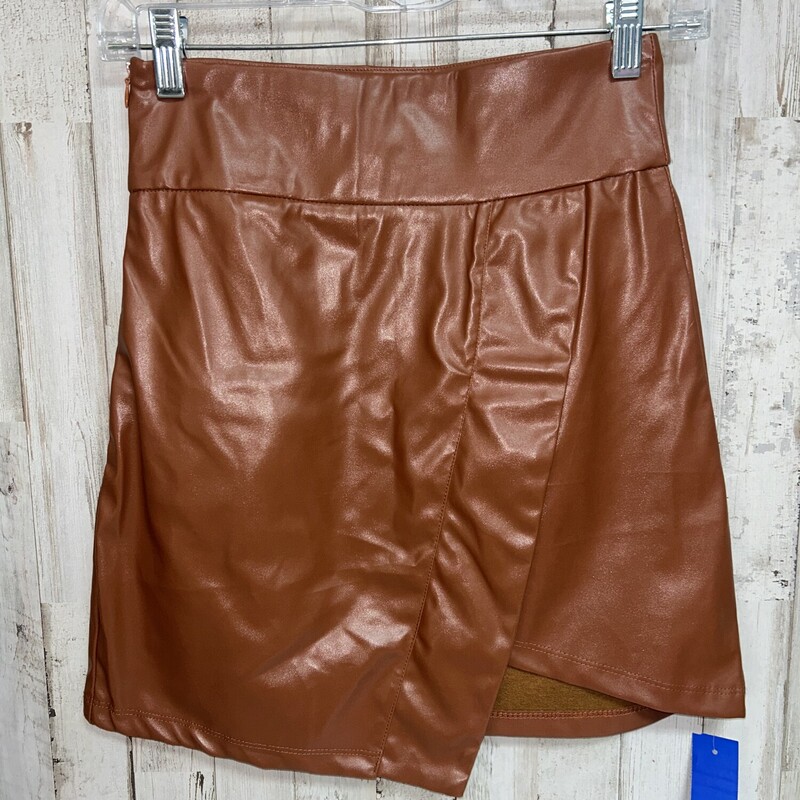XS Brown Leather Skirt, Brown, Size: Ladies XS