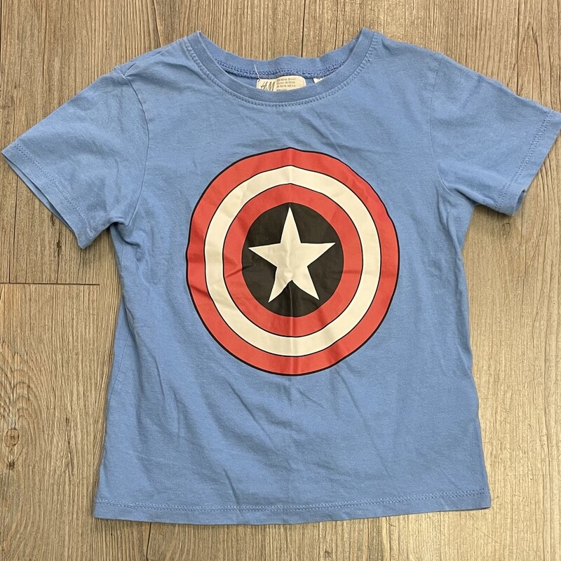H&M Captain America Tee, Blue, Size: 4-6Y