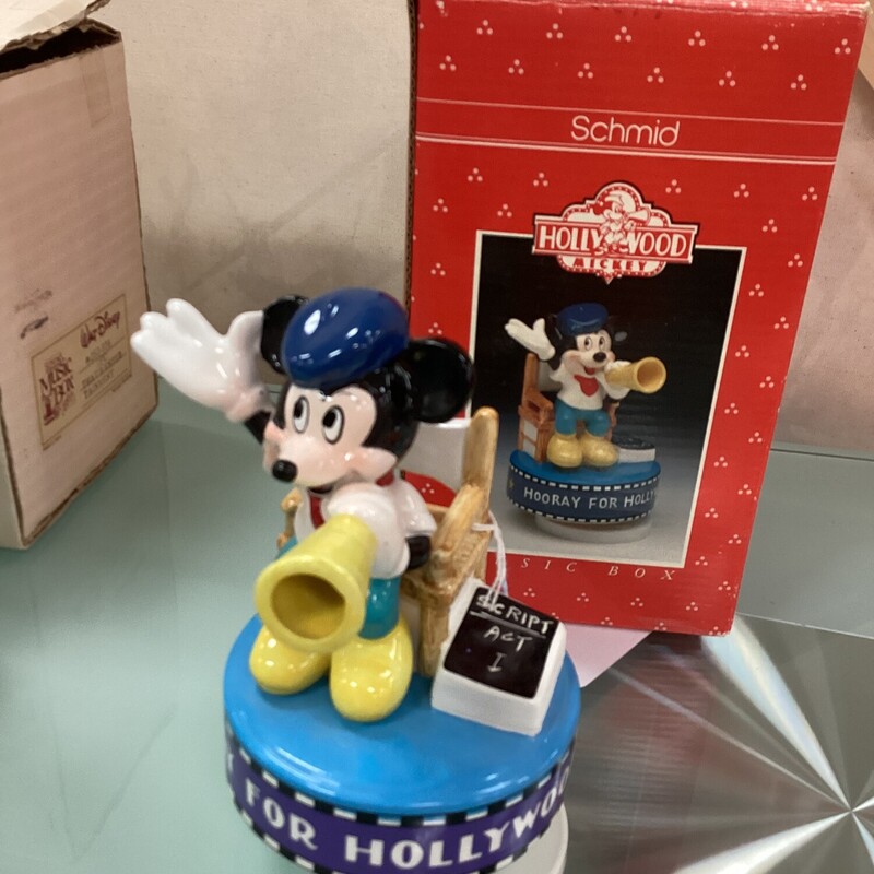 Mickey Music Box, Blue, Hollywood
6in tall x 4in deep x 4in wide