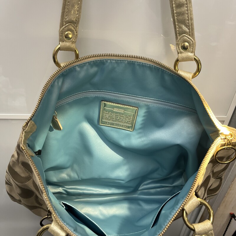 Brand New Condition 17890 Metallic Cs Bag, Beige with Gold hardware.