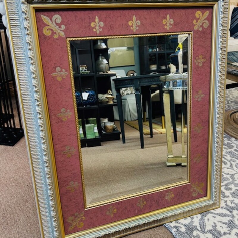 Bombay Fleur De Lis Mirror
Gold and Red
Size: 31.5x37.5H