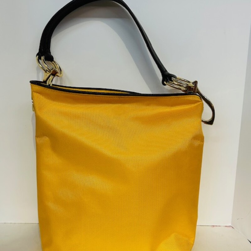 Jean Pierre Klifa Nylon Bucket Bag
yellow and brown
Size: 10x12H