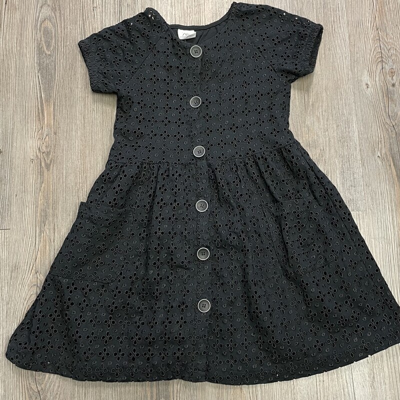 Zara Eyelet Dress, Black, Size: 8Y
