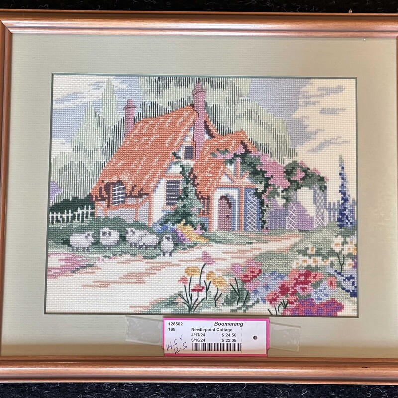 Framed Needlepoint Cottage
14.5 In x 12.5 In.