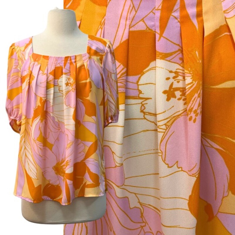 DR2 Short Sleeve Blouse
Gorgeous Floral Print
Lilac and Orange
Size: Large