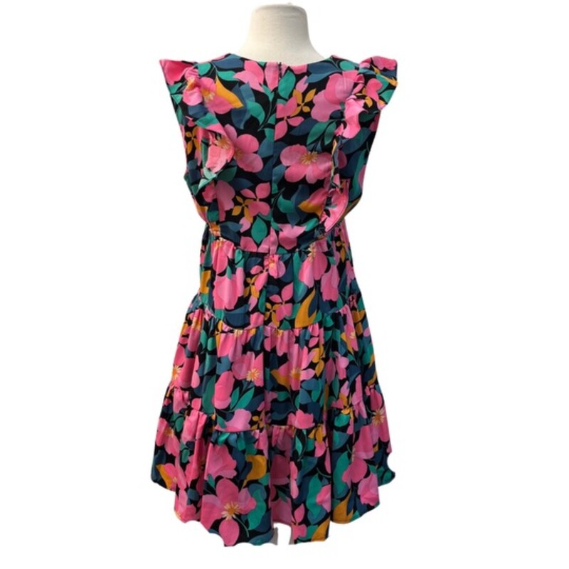 Ee Some SS Tiered Dress<br />
Floral Print<br />
Colors:  Ocean, Green, Pink, and Orange<br />
Size: Small