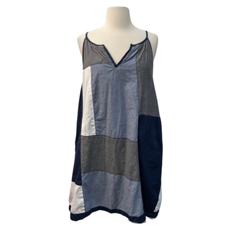 HD.in Paris Dress<br />
Patchwork Design<br />
Anthropologie Brand<br />
Color: Navy, White, and Gray<br />
100% Cotton<br />
Size: XLarge