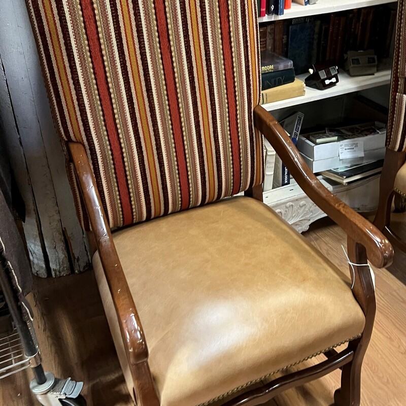 Traditional Arm Chair, Striped, Leather
