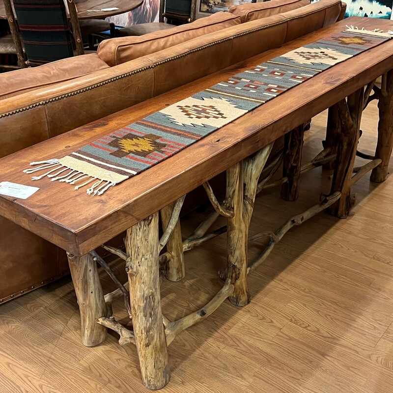 Handmade Log Sofa Table, Rustic, Branch
96in long x 20in deep x 32in tall