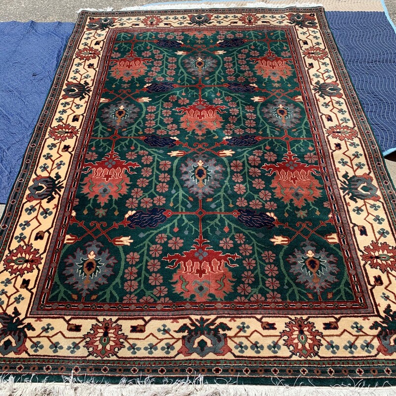 Traditional Acylic Rug, Green, 6ft x 9ft