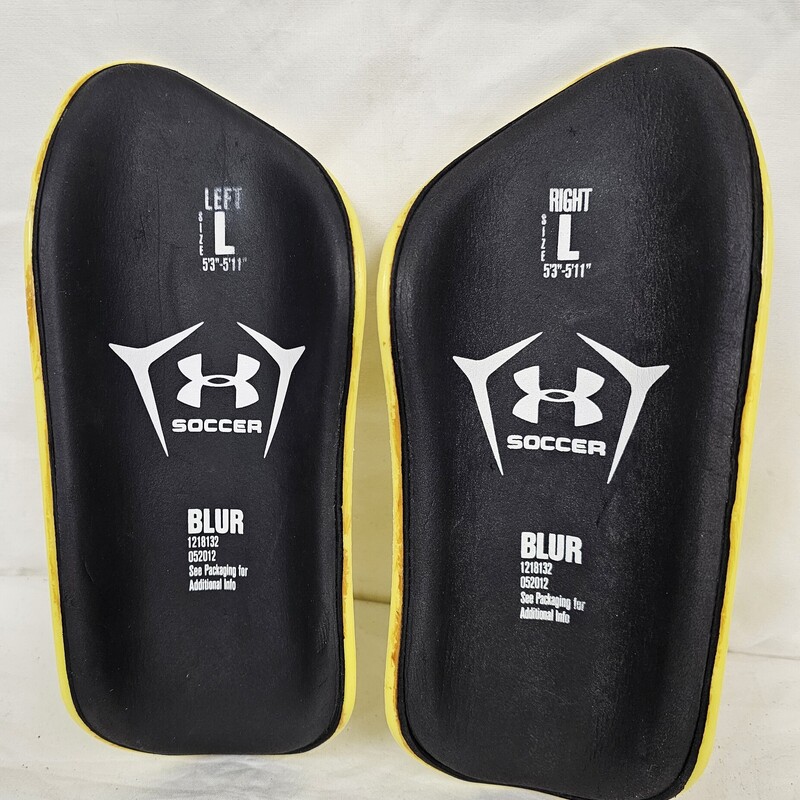 Pre-owned Under Armour Blur Soccer Shin Guards, Player Height 63in.-71in., Size: L
