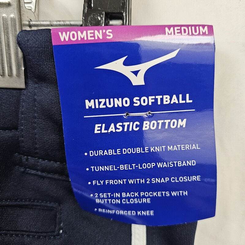 New Mizuno Softball Pants, Navy with White piping, Size: M