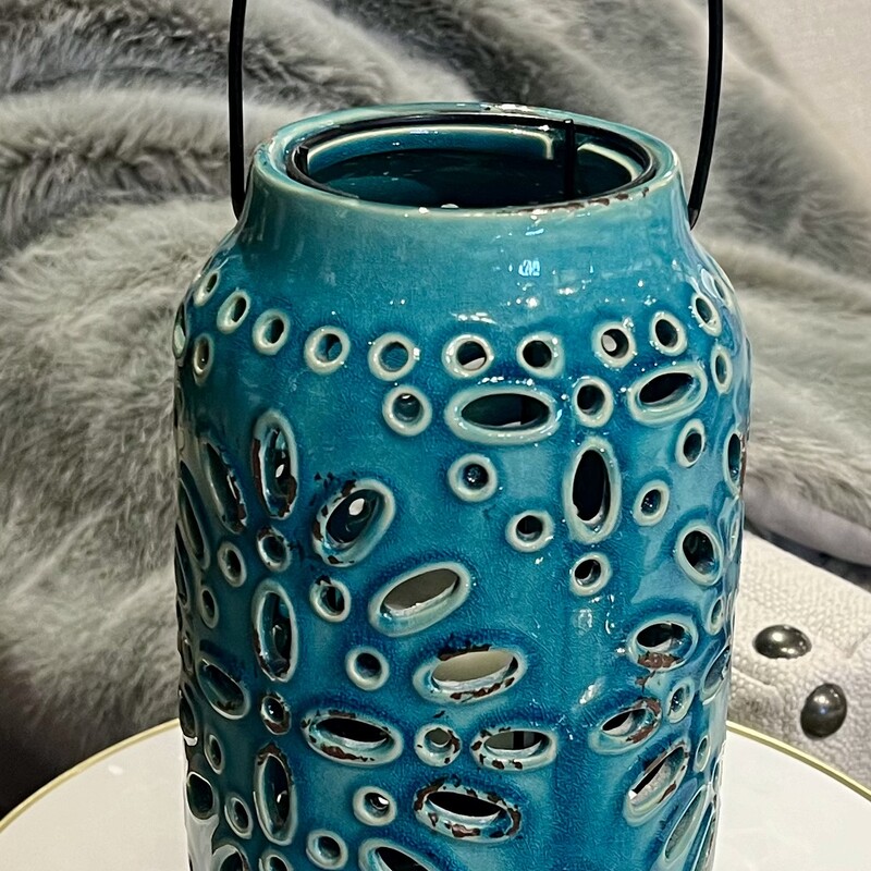 Candle Holder, Teal, Size: None