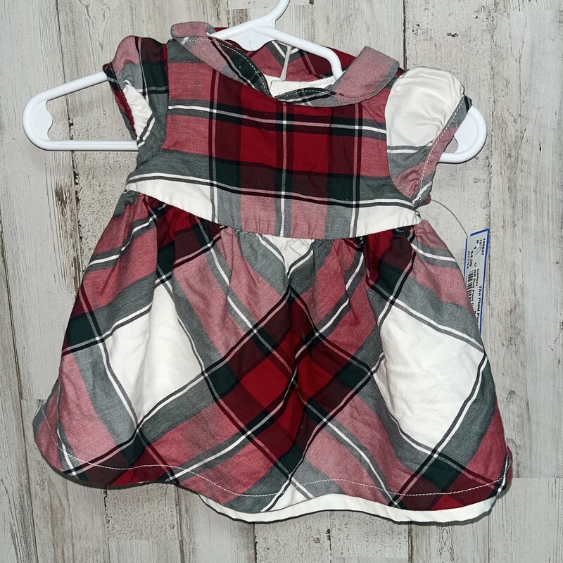NB Red Plaid Dress, Red, Size: Girl NB-3m