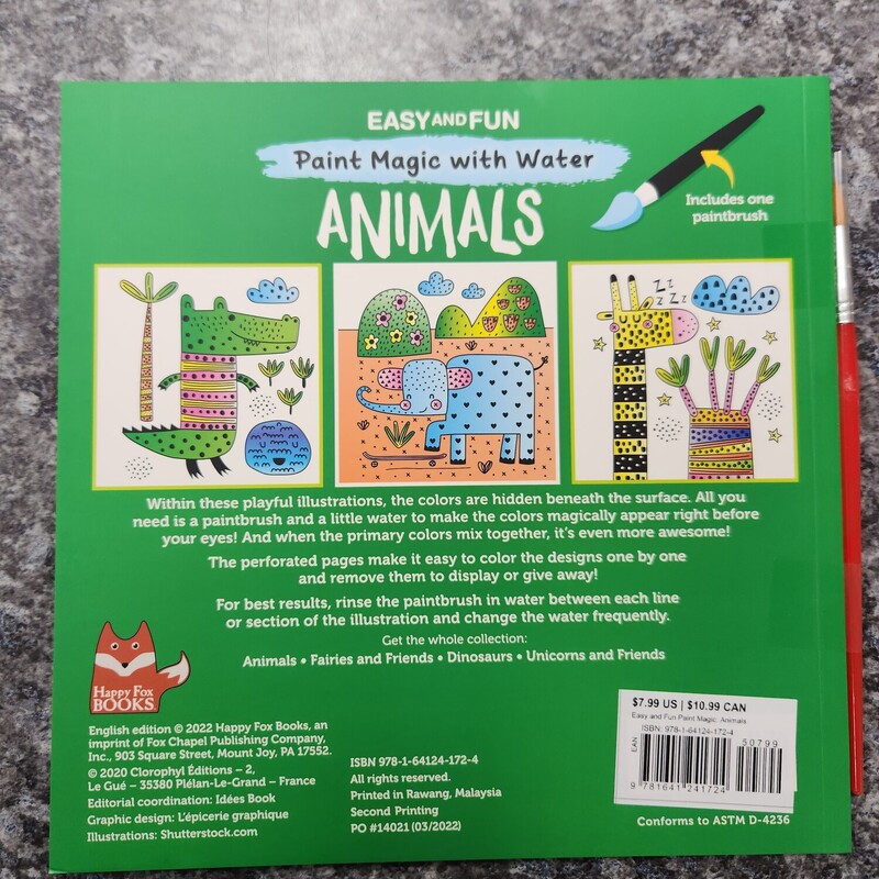 Paint With Water-Animals, Ages 4+, Size: Arts