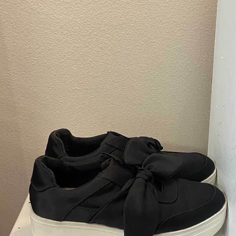 Bk Satin Platform Sneaker<br />
Black<br />
Size: 8 1/2