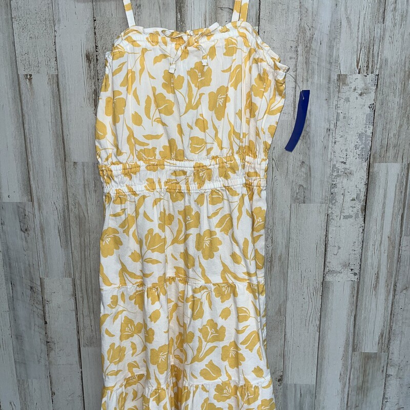 8 Yellow Floral Print Dre, Yellow, Size: Girl 7/8