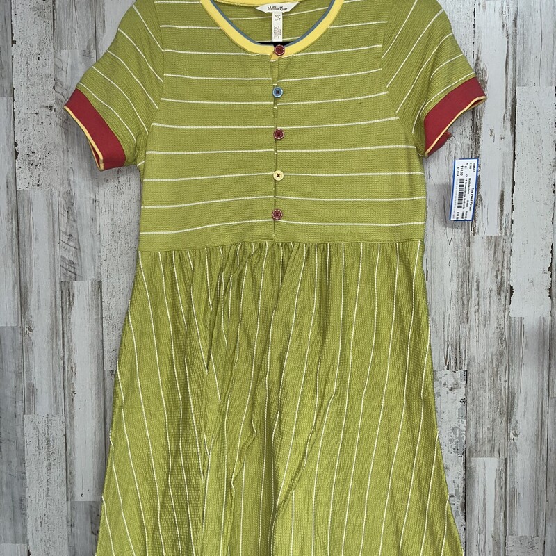 16 Green Stripe Button Dr, Green, Size: Girl 10 Up
