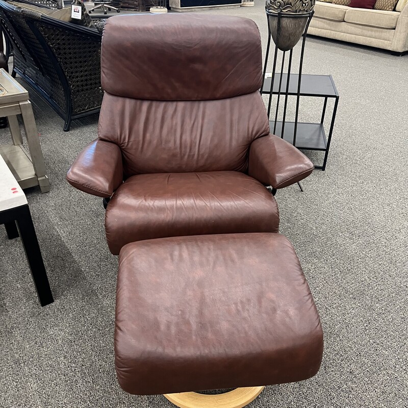 Ekornes Brown Chair/Ottoman