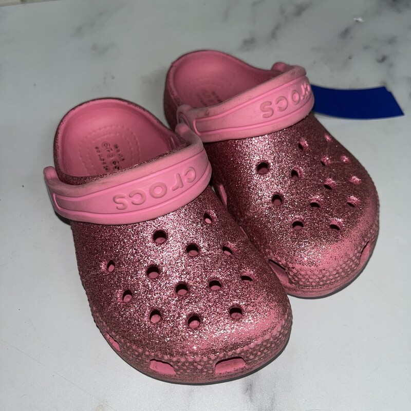 8 Pink Glitter Slip Ons, Pink, Size: Shoes 8