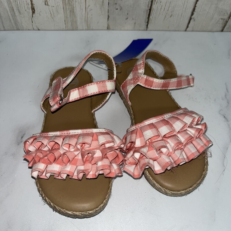8 Pink Plaid Sandals, Pink, Size: Shoes 8