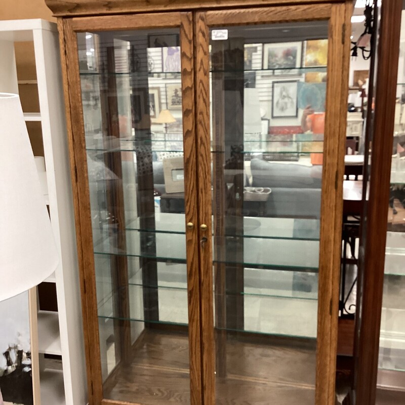 Oak Curio Glass Shelves, Oak, Glass
76in tall x 16in deep x 47in wide