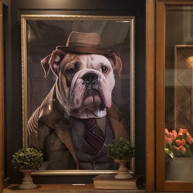 Framed Bulldog
41 H x 29 W
This framed spectacle captures the essence of bulldog charisma. With a face that could launch a thousand chuckles, this four-legged Picasso is the epitome of charm and mischief. His squishy wrinkles and soulful eyes seem to whisper tales of adventures past, making you want to reach out and scratch behind his painted ears. Hang this framed gem on your wall, and let the laughter and admiration it inspires be as boundless as a bulldog's love for belly rubs.