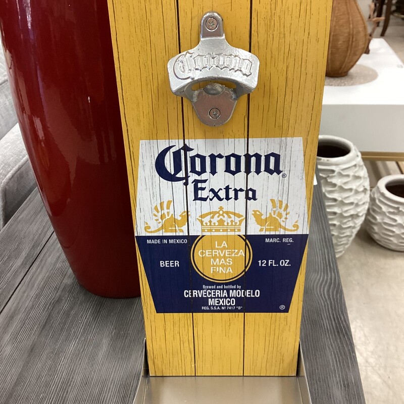 Corona Bottle Opener, Yellow, Metal
15in tall x 6in wide x 3in deep