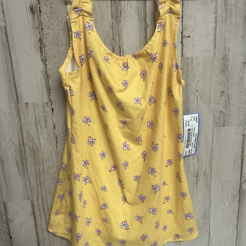 7/8 Yellow Floral Tank, Yellow, Size: Girl 7/8