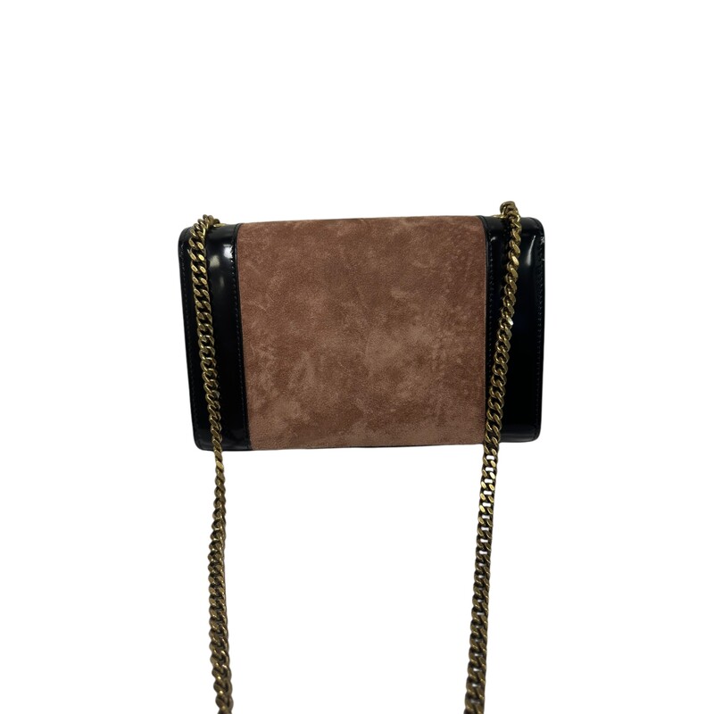 YSL Kate Glossed Leather, Pink/Blk, Size: Small

Dimensions:
5.7H x 8.7W x 2.4D

Saint Laurent Kate shoulder bag in leather and suede
Features YSL logo lettering
Sliding chain shoulder strap
Flap top with magnetic closure
Bronze hardware.