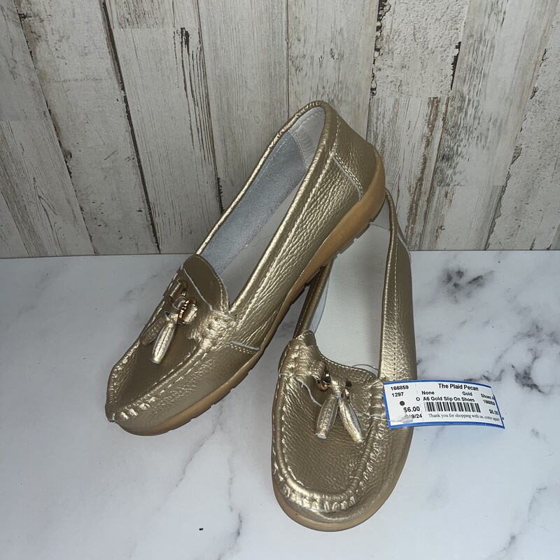 A6 Gold Slip On Shoes, Gold, Size: Shoes A6