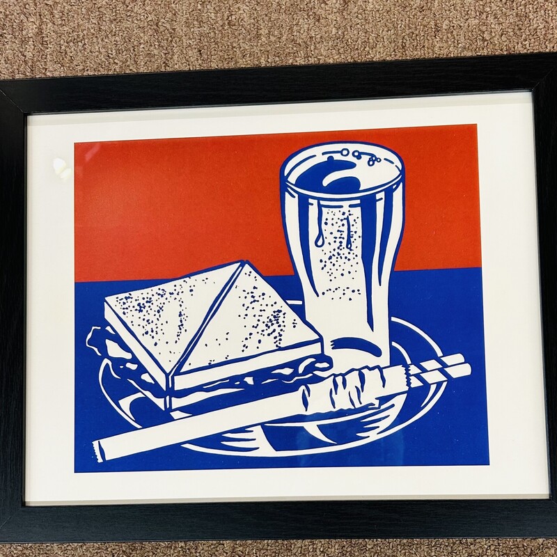 Roy Lichtenstein Sandwich & Soda Print
Blue RedWh, Size: 15.5x12.5H