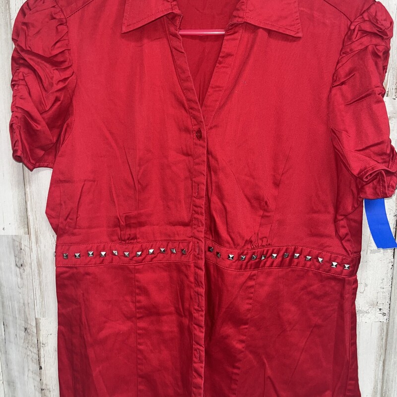 L Red Studded Button Up