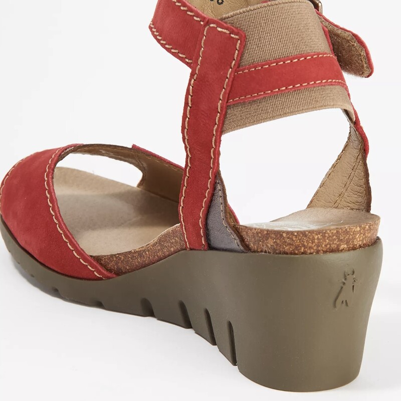 Excellent preloved condition Leather Wedges, Velcro strap for easy on/off Red, Size: 37