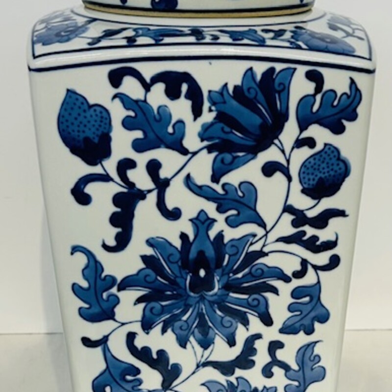 Ceramic Floral Vine Canister With Lid
Rectangle shape
Blue and White

Size: 6x13.5H