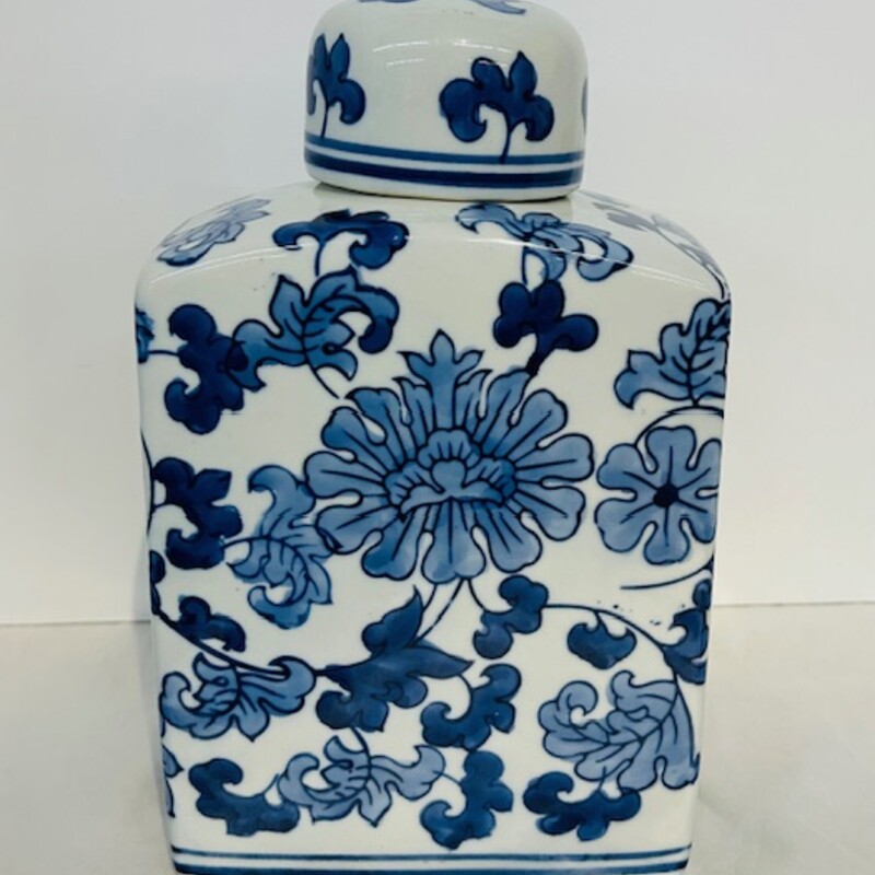 Rectangle Floral Vine Lid Canister
Blue and White
Size: 6.5x12H