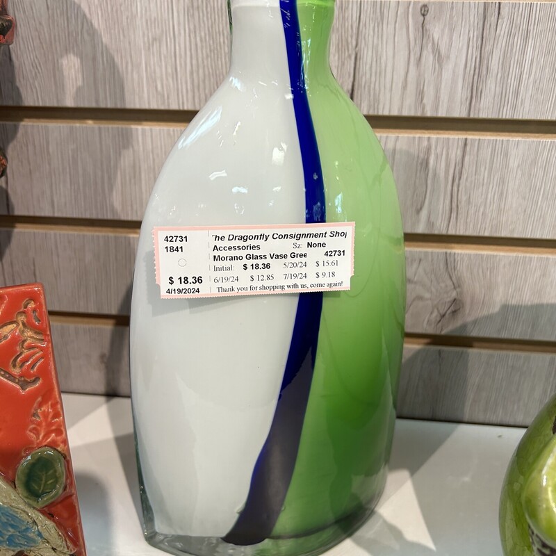 Morano Glass Vase Green