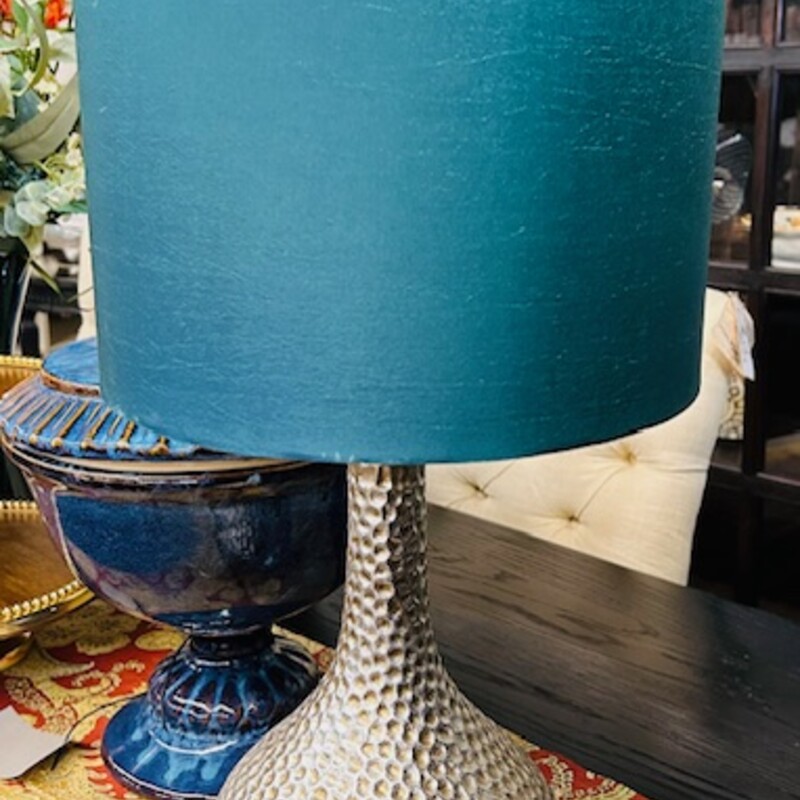 Hammered Resin Lamp with Teal Shade
Teal Silver Size: 11.5 x 24H